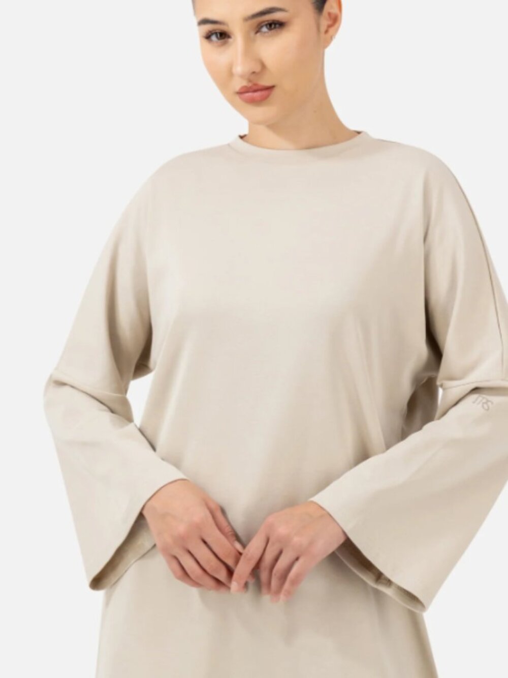 Women's Long Sleeve Relaxed Tee in Taupe - Picture 1 of 3